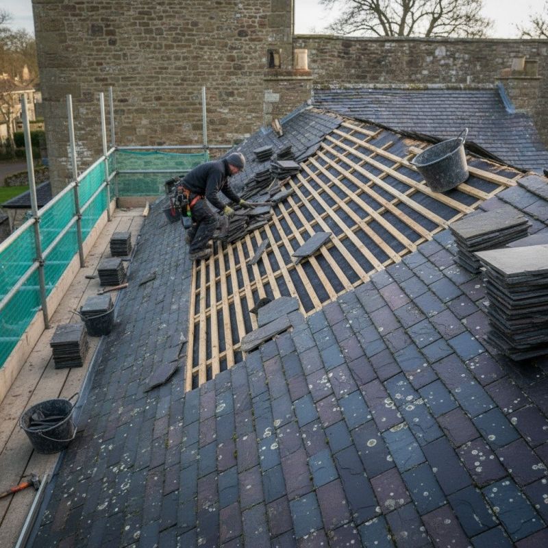 Slate Roof Replacement in Johnstown, CO